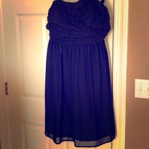 Plus Size Strapless Party Dress with Gold Dots